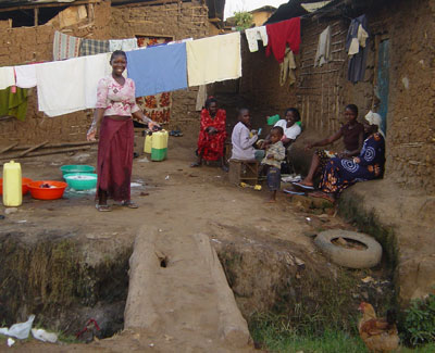 Women in Katwe washing clothes